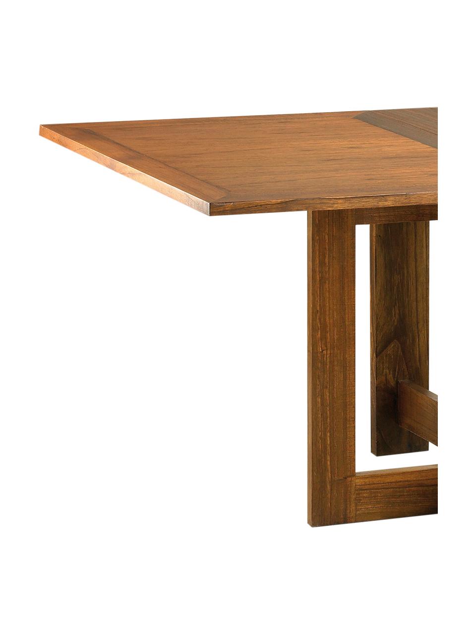 Ręcznie wykonany stół z drewna mindi Star, rozkładany, Blat: drewno mindi, Korpus: drewno mindi, Brązowy, S 165 x G 90 cm