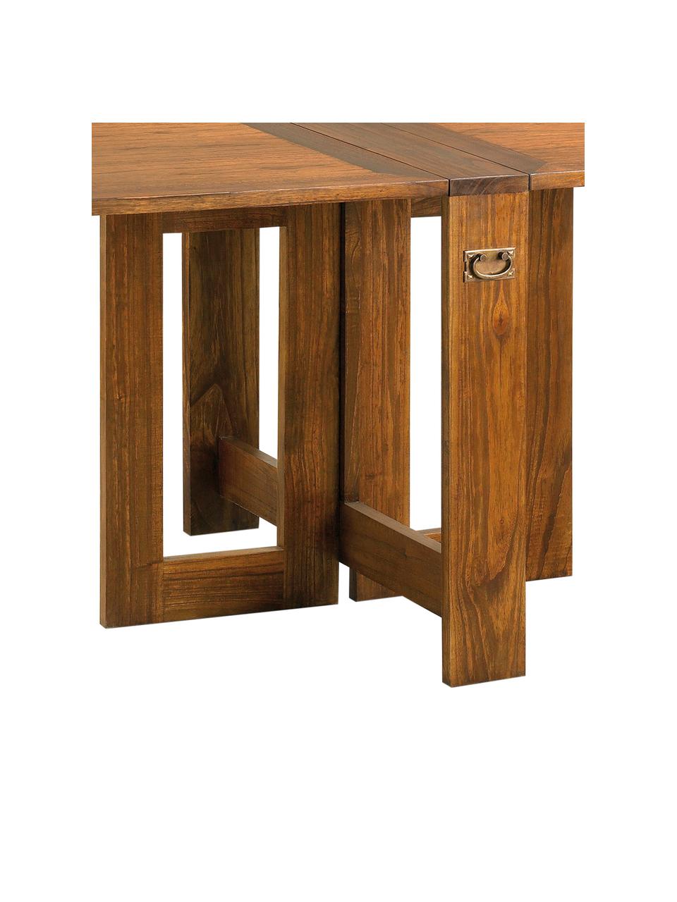 Ręcznie wykonany stół z drewna mindi Star, rozkładany, Blat: drewno mindi, Korpus: drewno mindi, Brązowy, S 165 x G 90 cm