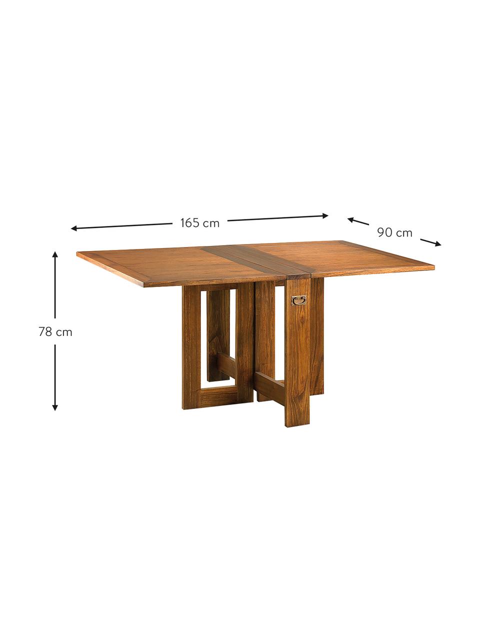 Tavolo pieghevole in legno di Mindi Star, Maniglie: metallo, Marrone, Larg. 165 x Prof. 90 cm