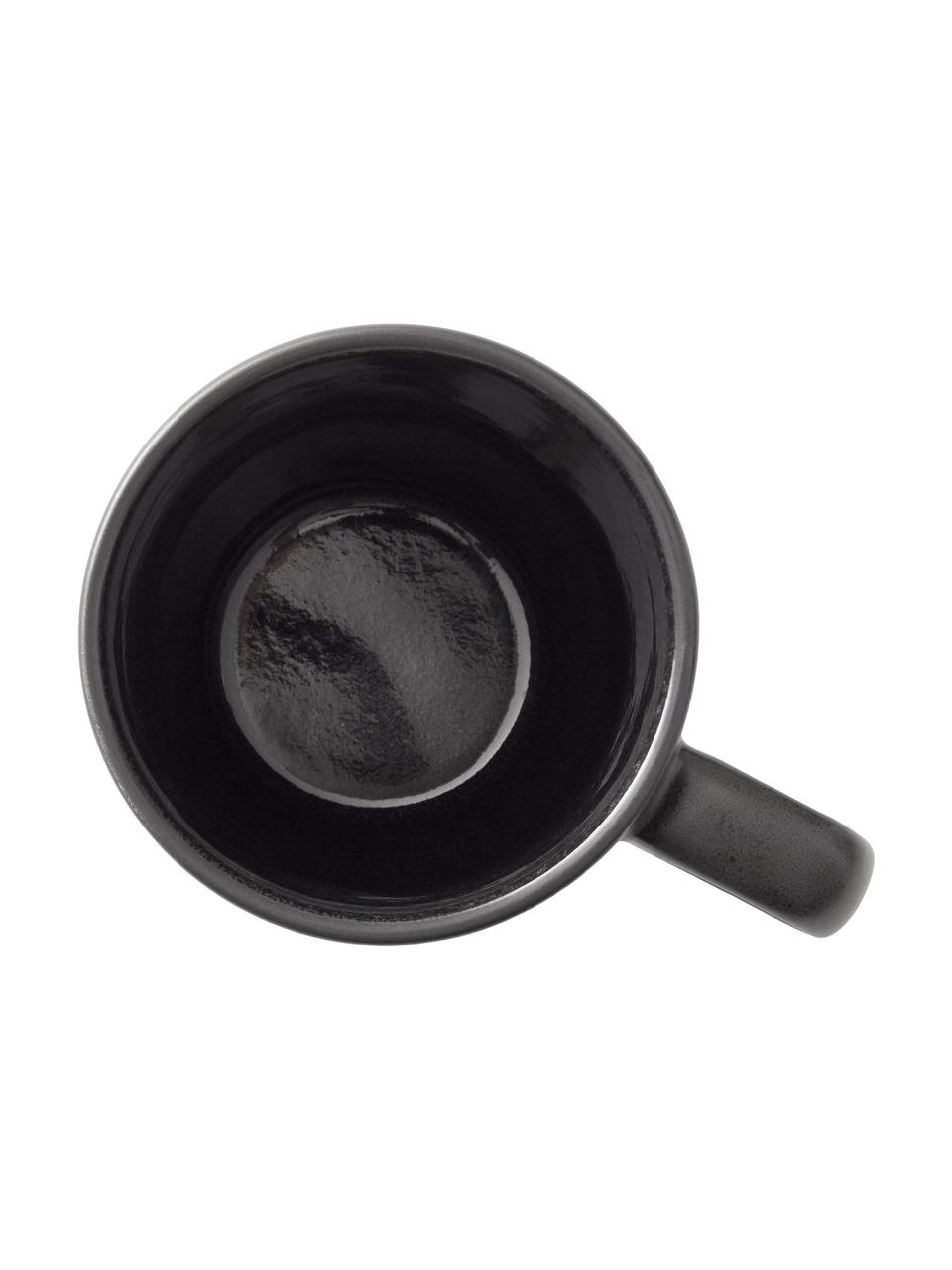 Mokken Gastro met reactief glazuur, 4 stuks, Keramiek, Zwart, Ø 9 x H 10 cm, 300 ml