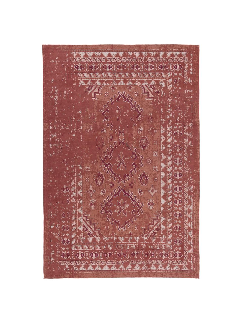 Tapis vintage tissé main Rebel, Rouille, crème, rouge