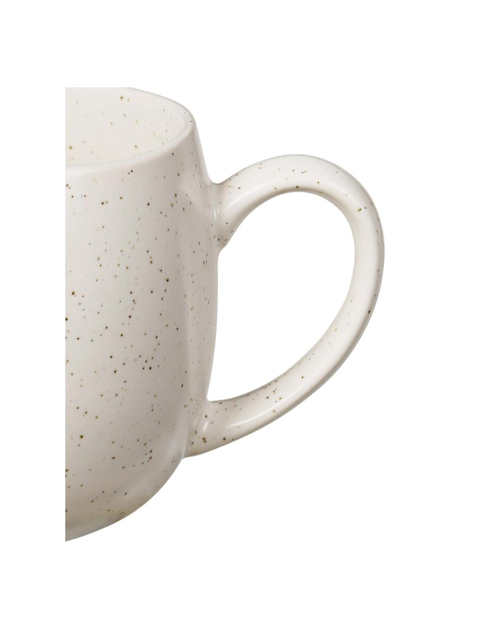 Ručně vyrobené XL šálky na čaj Nordic Vanilla, 2 ks, Kamenina, Krémově bílá, tečky, Ø 9 x V 10 cm, 450 ml