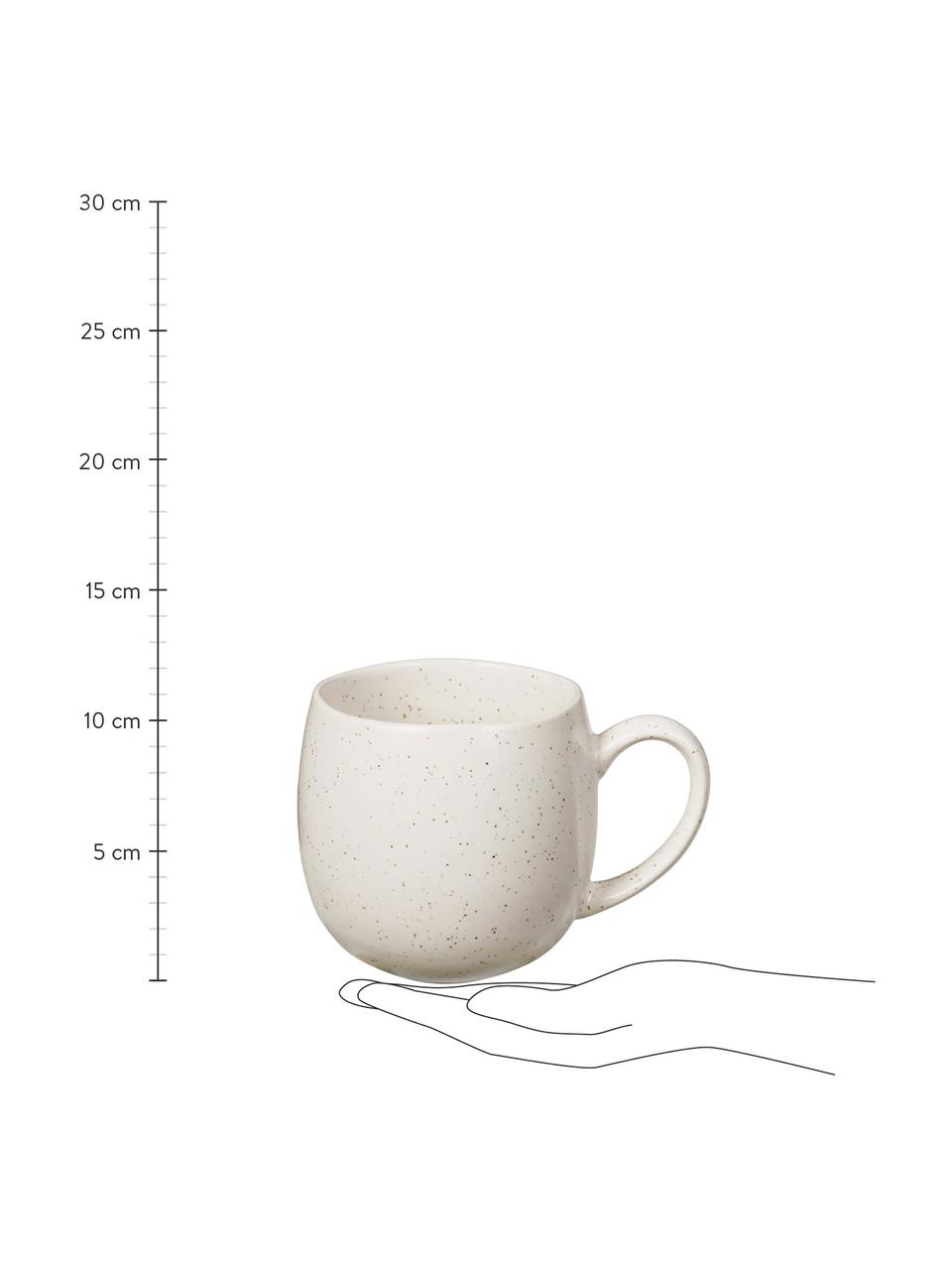 Handgemachte XL Steingut-Teetassen Nordic Vanilla in Cremeweiß gesprenkelt, 2 Stück, Steingut, Beige, Ø 9 x H 10 cm, 450 ml