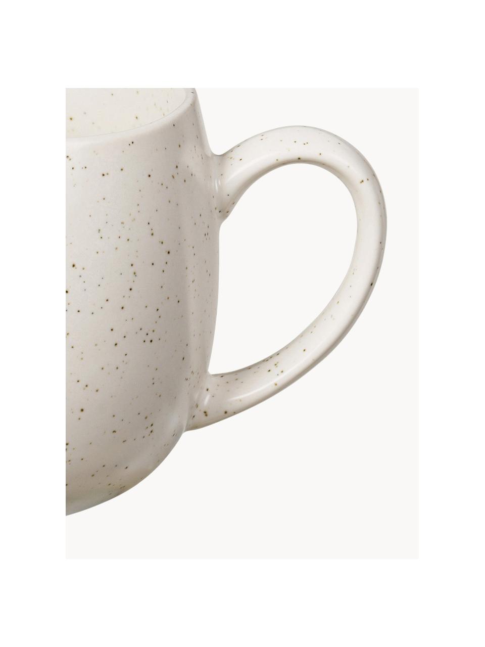 Tazas grandes artesanales Nordic Vanilla, 2 uds., Cerámica de gres, Off White jaspeado, Ø 9 x Al 10 cm, 450 ml