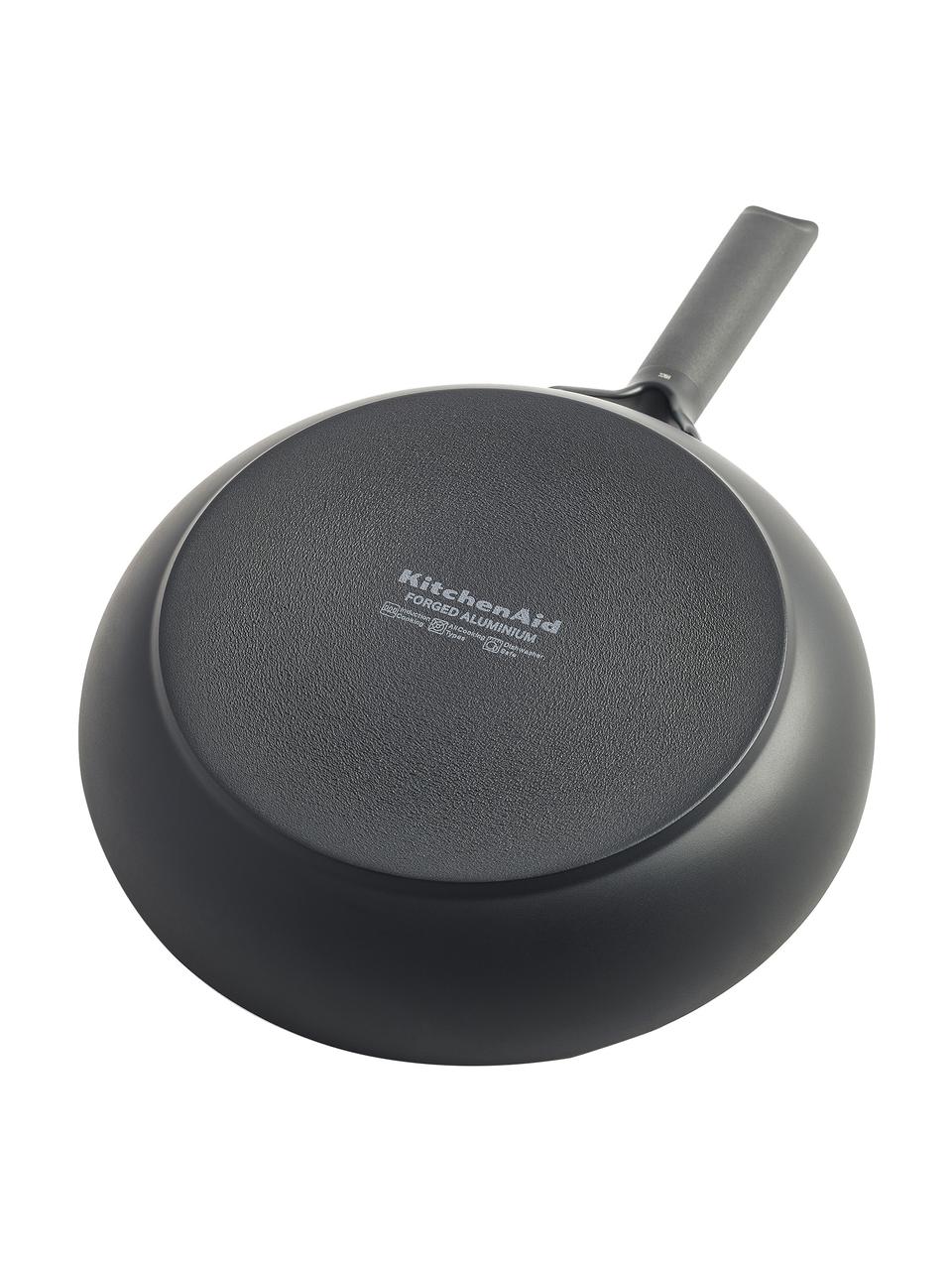 Poêles à frire avec revêtement antiadhésif KitchenAid, 3 élém., Métal, Noir, Lot de différentes tailles