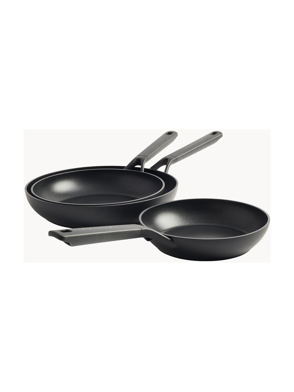 Set 3 padelle con rivestimento antiaderente KitchenAid, Metallo, Nero, Set di 3 pezzi in varie misure