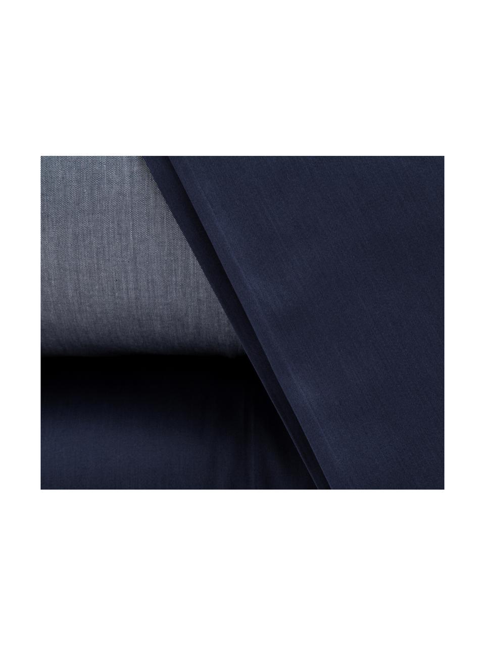 Completo copripiumino in raso di cotone Charme, Raso di cotone, Blu, grigio blu, 200 x 255 cm