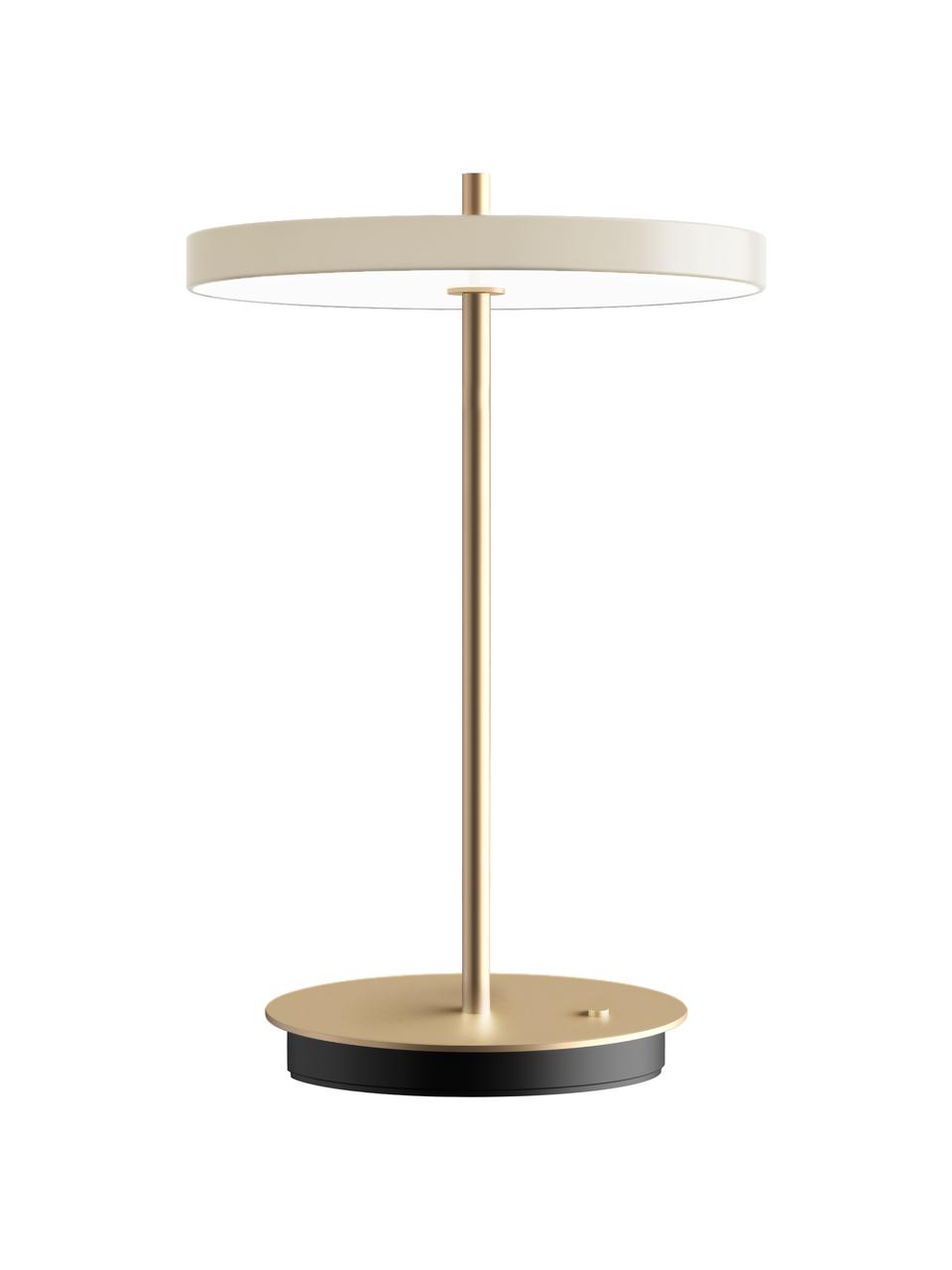 Lampada da tavolo piccola a LED dimmerabile Asteria, Paralume: alluminio rivestito, Base della lampada: acciaio rivestito, Beige, Ø 20 x Alt. 31 cm