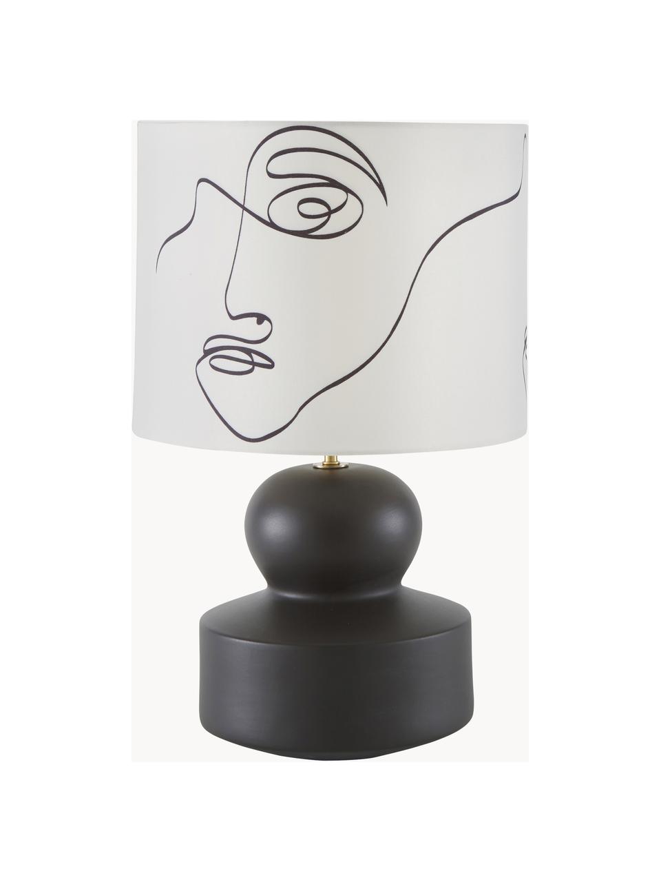 Lampa stołowa z ceramiki Georgina, Kremowobiały, czarny, Ø 33 x W 52 cm