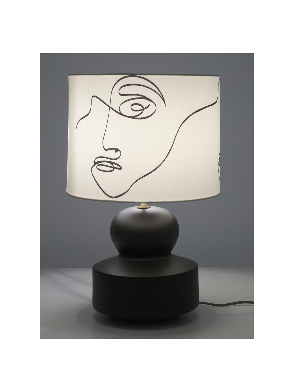 Lampa stołowa z ceramiki Georgina, Kremowobiały, czarny, Ø 33 x W 52 cm