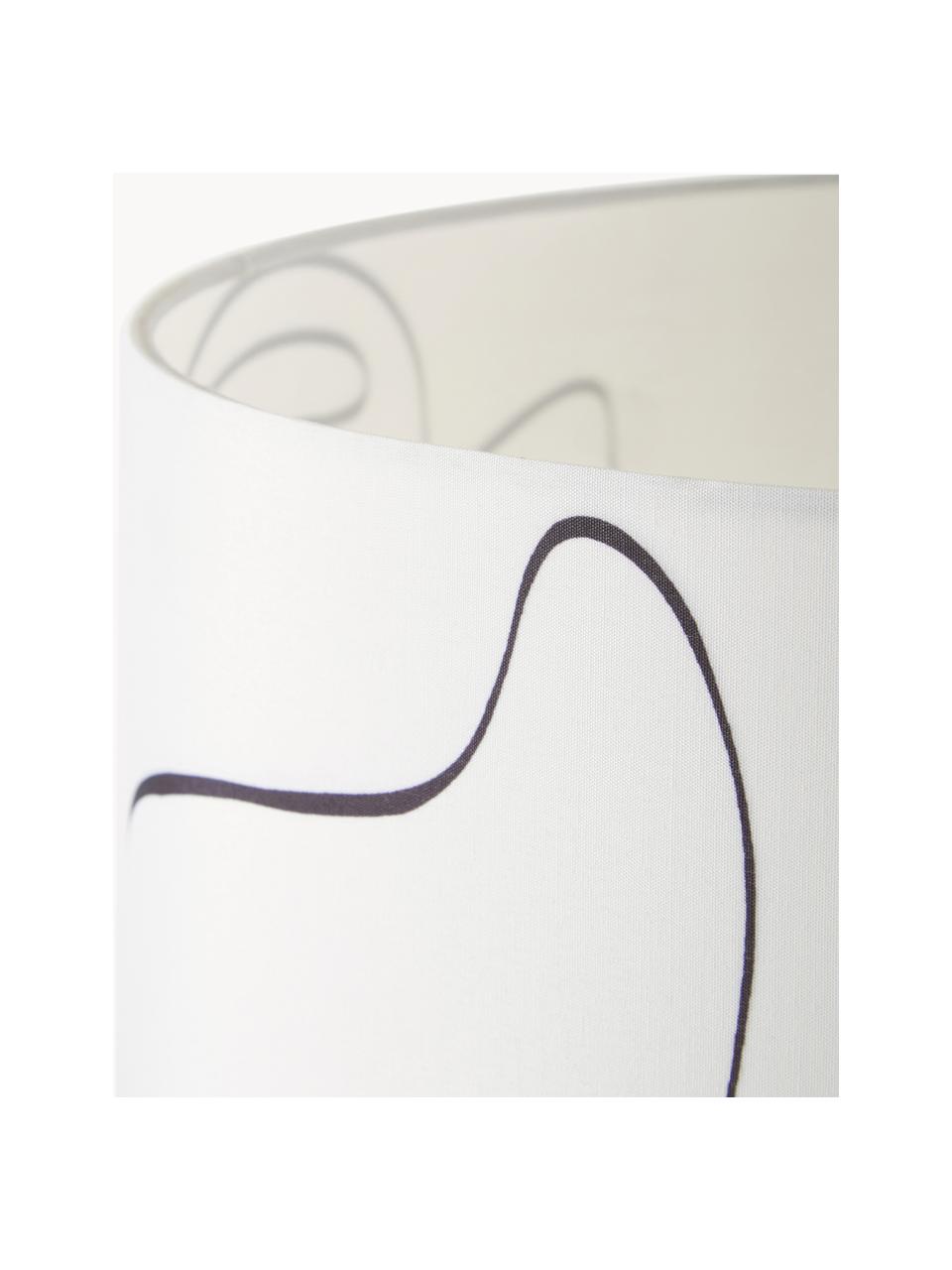 Grande lampe à poser design en céramique avec One Line Drawing Georgina, Blanc crème, noir, Ø 33 x haut. 52 cm