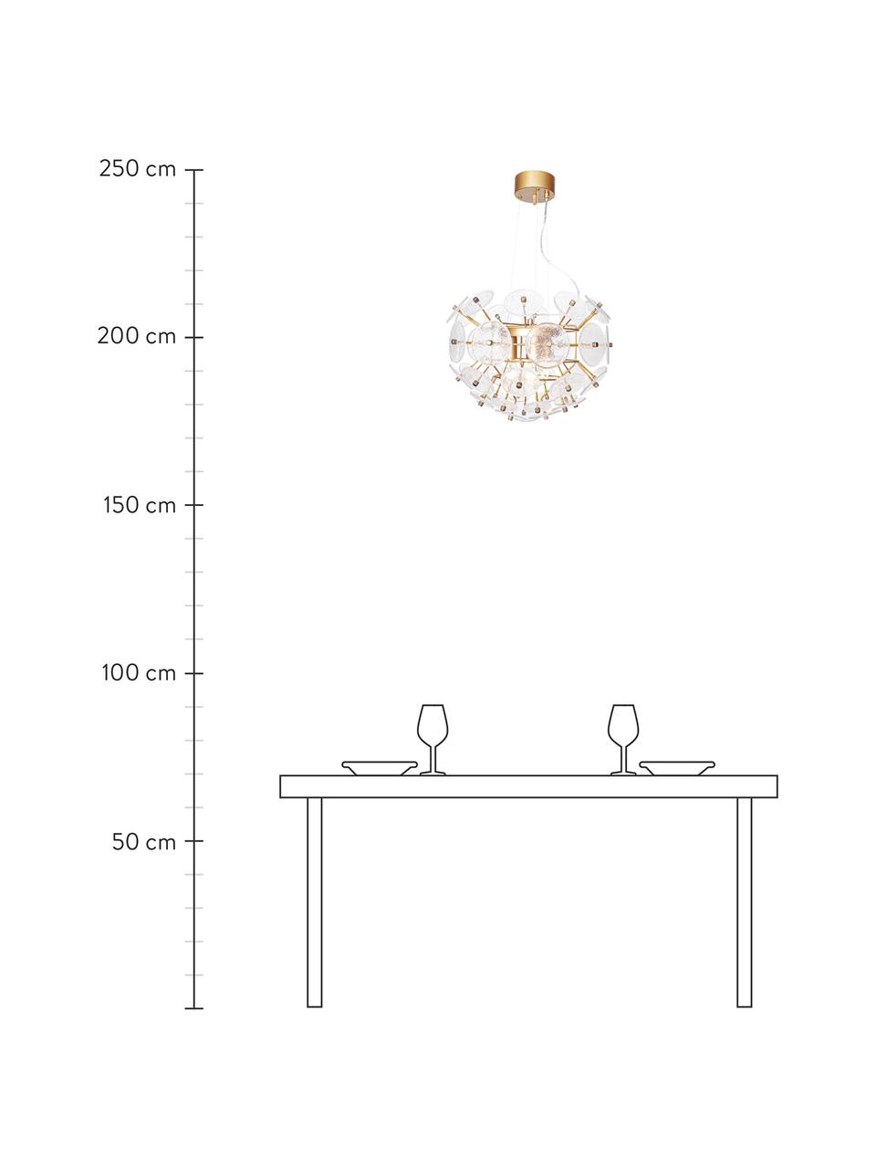 Lámpara de techo Retrow, Estructura: metal, Anclaje: metal, Cable: plástico, Dorado, transparente, Ø 50 x Al 38