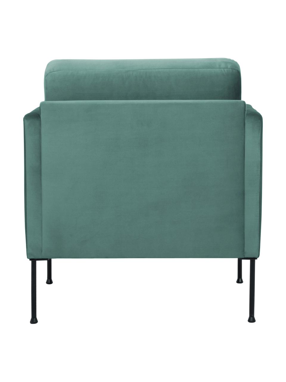 Samt-Sessel Fluente, Bezug: Samt (Hochwertiger Polyes, Gestell: Massives Kiefernholz, FSC, Beine: Metall, pulverbeschichtet, Samt Petrol, B 74 x T 85 cm
