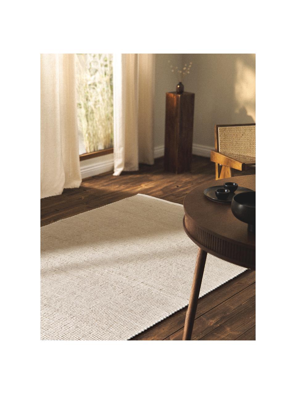 Handgewebter Wollteppich Amaro, Flor: 67 % Wolle (RWS-zertifizi, Cremeweiß, Beige, B 80 x L 150 cm (Größe XS)