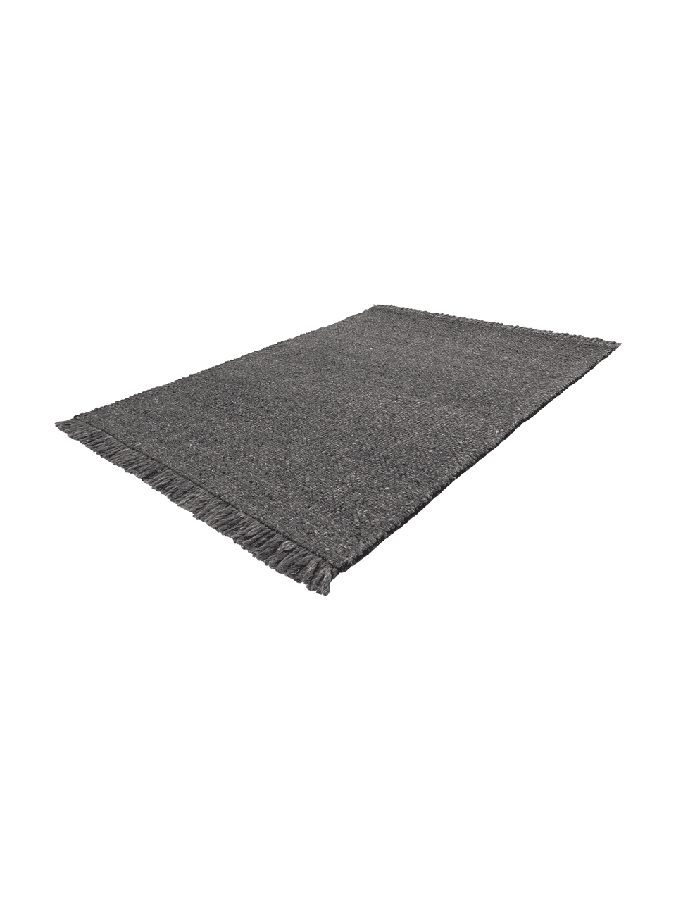 Ručně tkaný vlněný koberec s třásněmi Alvin, Antracitová, melírovaná