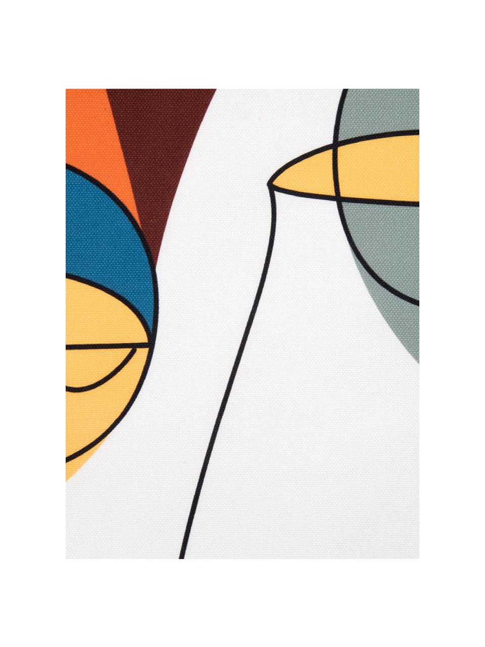 Kussenhoes Adrian met abstracte print in kleur, Weeftechniek: panama, Wit, multicolour, 40 x 40 cm