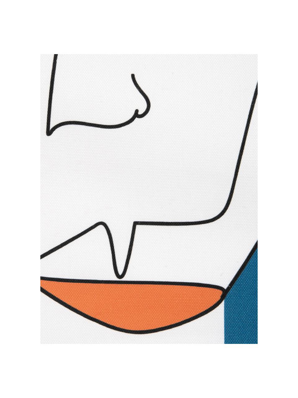 Kissenhülle Adrian mit abstraktem Print in Bunt, Webart: Panama, Weiß, Mehrfarbig, 40 x 40 cm
