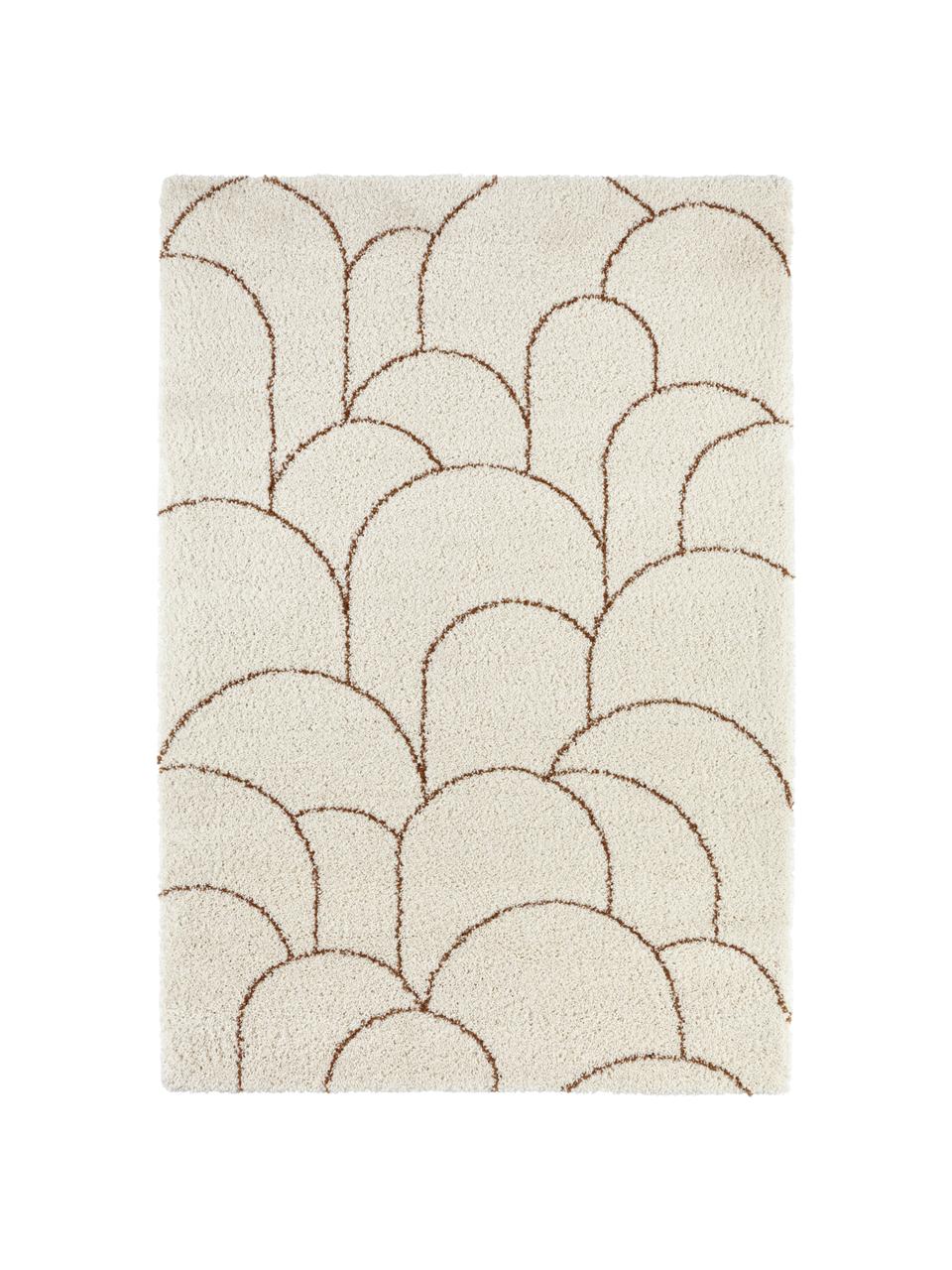 Hochflorteppich Desso in Creme mit grafischem Muster, 100% Polypropylen, Beige, Braun, B 80 x L 150 cm (Größe XS)