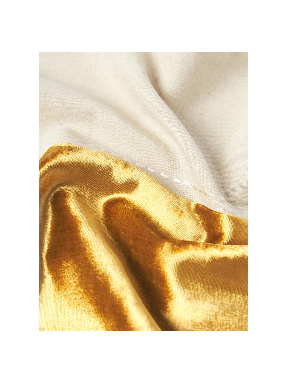 Housse de coussin brodée avec détails décoratifs en velours Farah, Couleur dorée, beige, larg. 45 x long. 45 cm