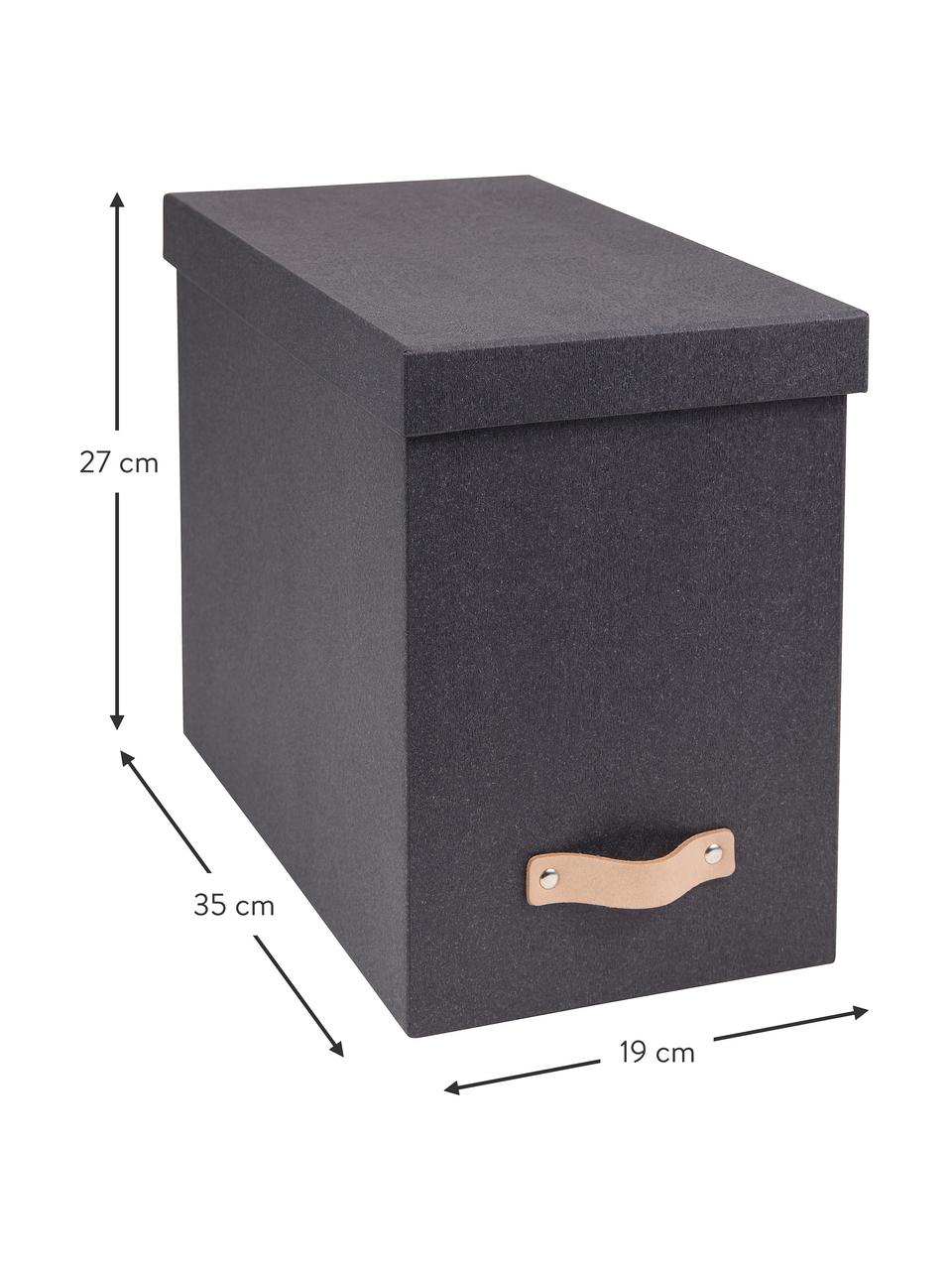 Archiefdoos Johan, Organizer: massief karton, met houtd, Antraciet, B 19 x D 35 cm