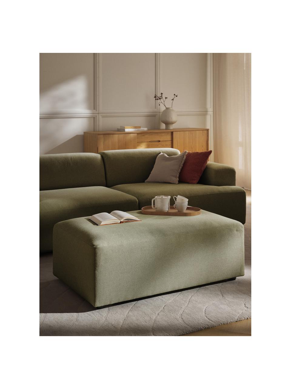 Pouf XL Melva, larg 116 x prof. 72 cm, Tissu vert olive, larg. 116 x prof. 72 cm