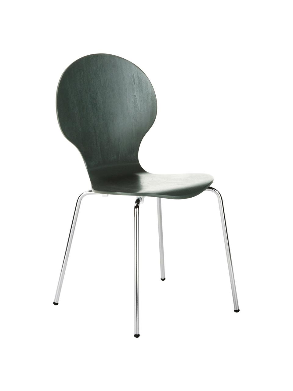 Sillas Marcus, 4 uds., Asiento: tablero de fibras de dens, Estructura: acero, cromado, Gris, An 49 x Al 53 cm