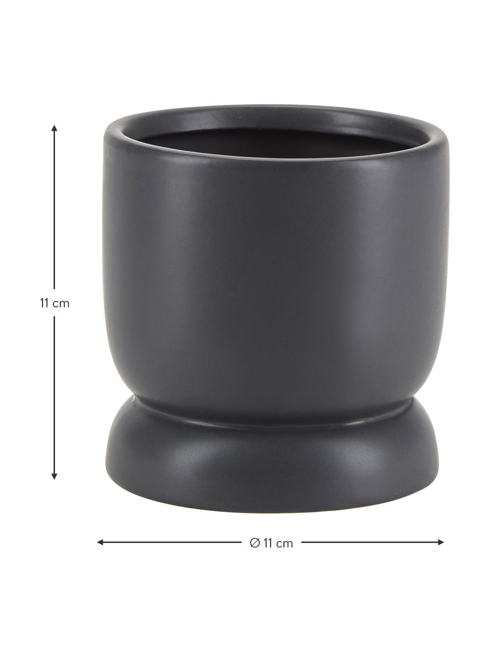 Kleiner Übertopf Bobble aus Keramik in Schwarz, Keramik, Schwarz, Ø 11 x H 11 cm