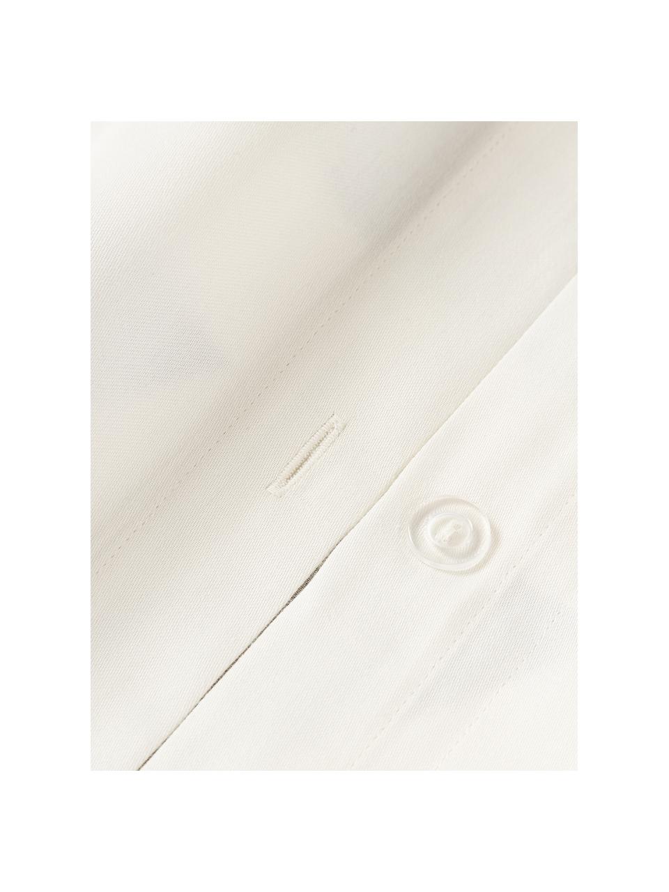 Gestreifter Baumwollsatin-Bettdeckenbezug Brendan mit Stehsaum, Webart: Satin Fadendichte 210 TC,, Taupe, Off White, B 200 x L 200 cm