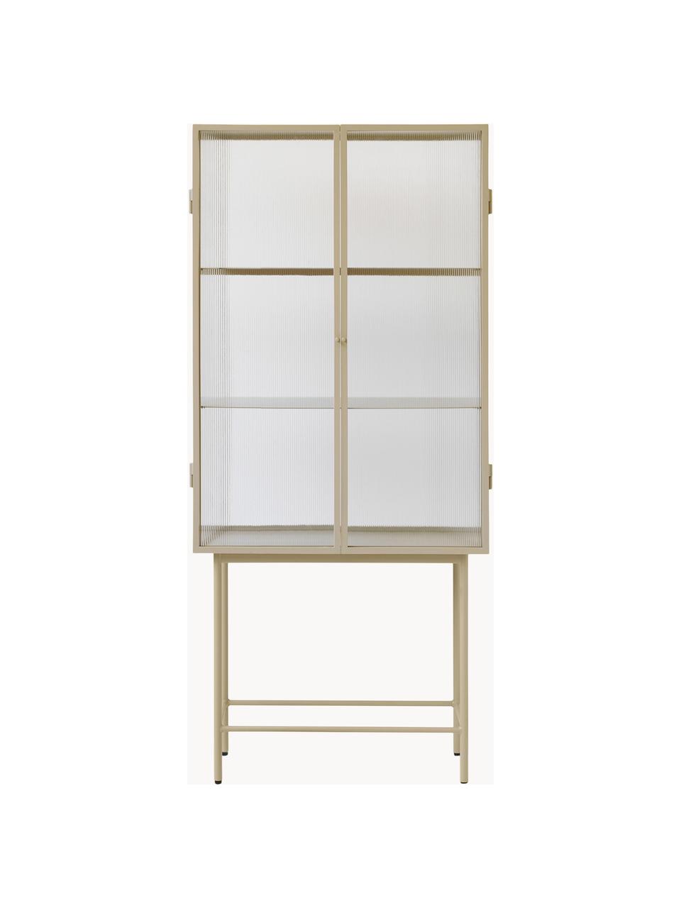 Vitrine Haze mit Glastüren, Gestell: Stahl, pulverbeschichtet, Hellbeige, Transparent, B 70 x H 155 cm