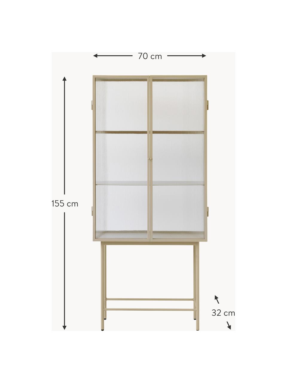 Vitrína se skleněnými dveřmi Haze, Světle béžová, transparentní, Š 70 cm, V 155 cm