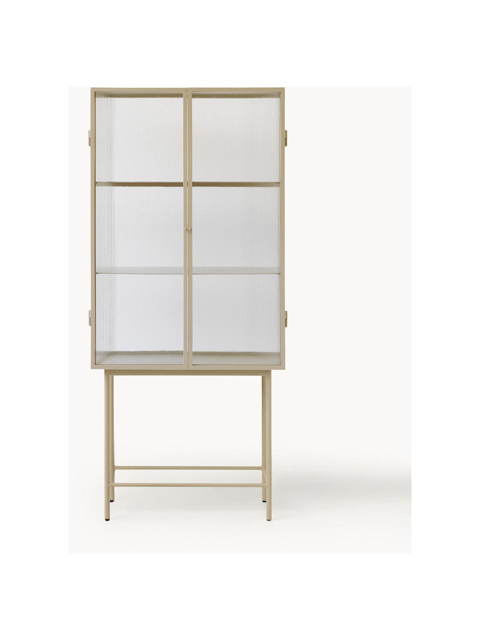 Vitrine Haze mit Glastüren, Gestell: Stahl, pulverbeschichtet, Hellbeige, Transparent, B 70 x H 155 cm