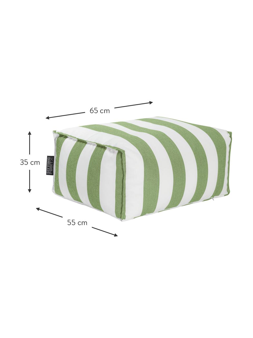 Zewnętrzna poduszka podłogowa Korfu, Tapicerka: 100% polipropylen, powlek, Zielony, biały, S 65 x W 35 cm