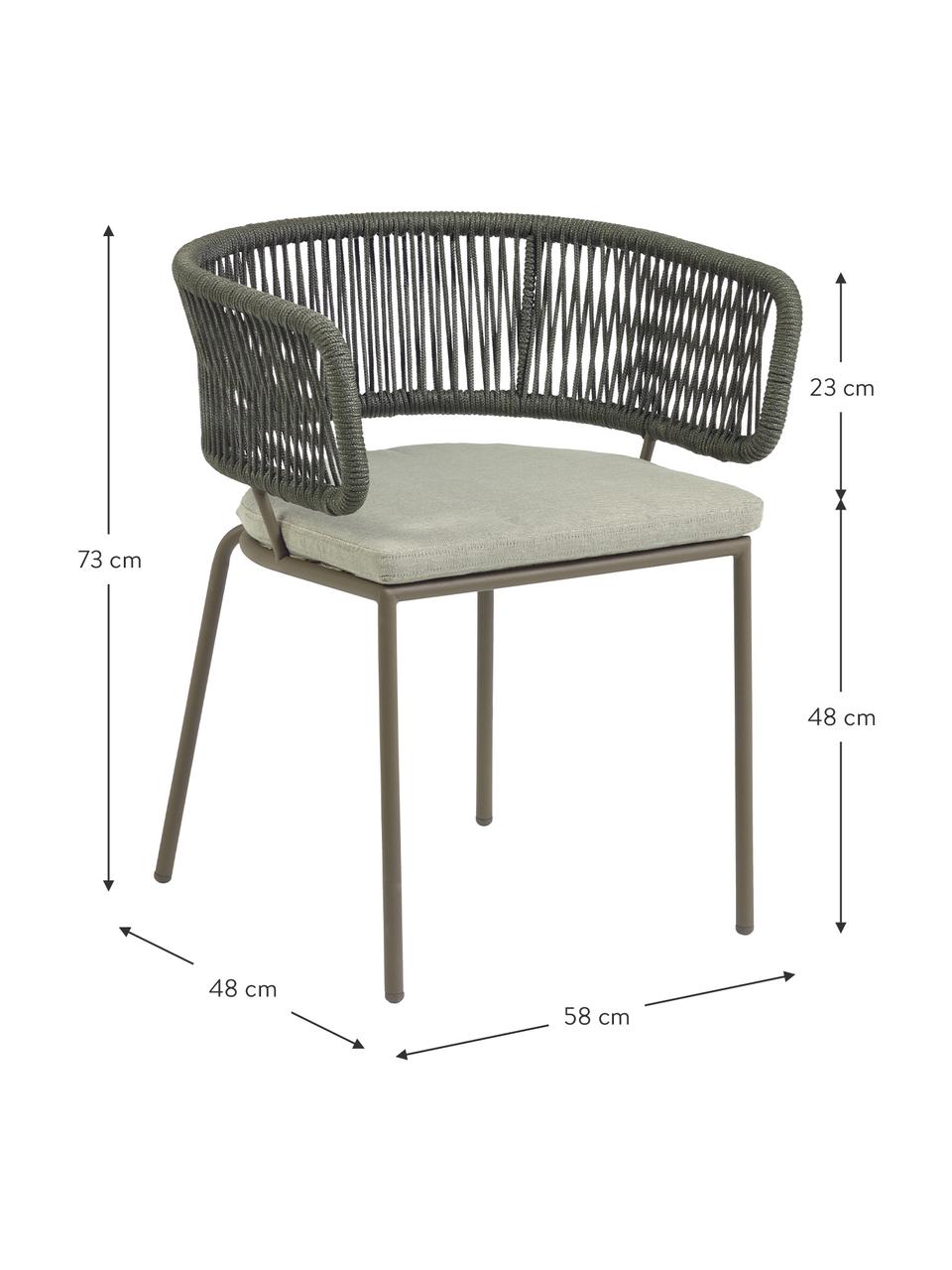Sedia intrecciata da giardino Seil, Struttura: metallo zincato e vernici, Rivestimento: poliestere, Grigio verde, Larg. 58 x Prof. 48 cm