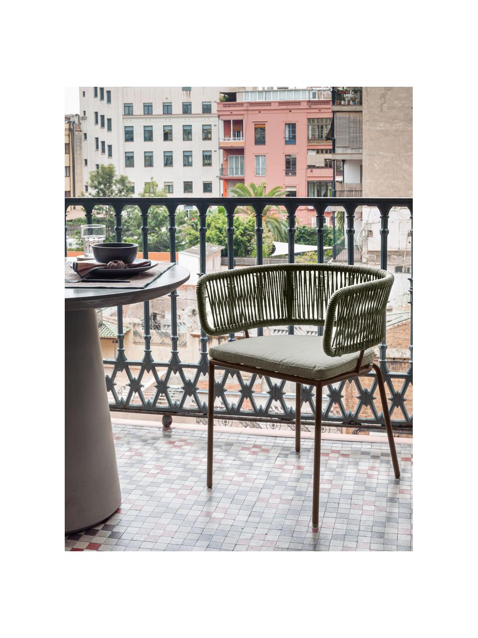 Sedia intrecciata da giardino Seil, Struttura: metallo zincato e vernici, Rivestimento: poliestere, Grigio verde, Larg. 58 x Prof. 48 cm