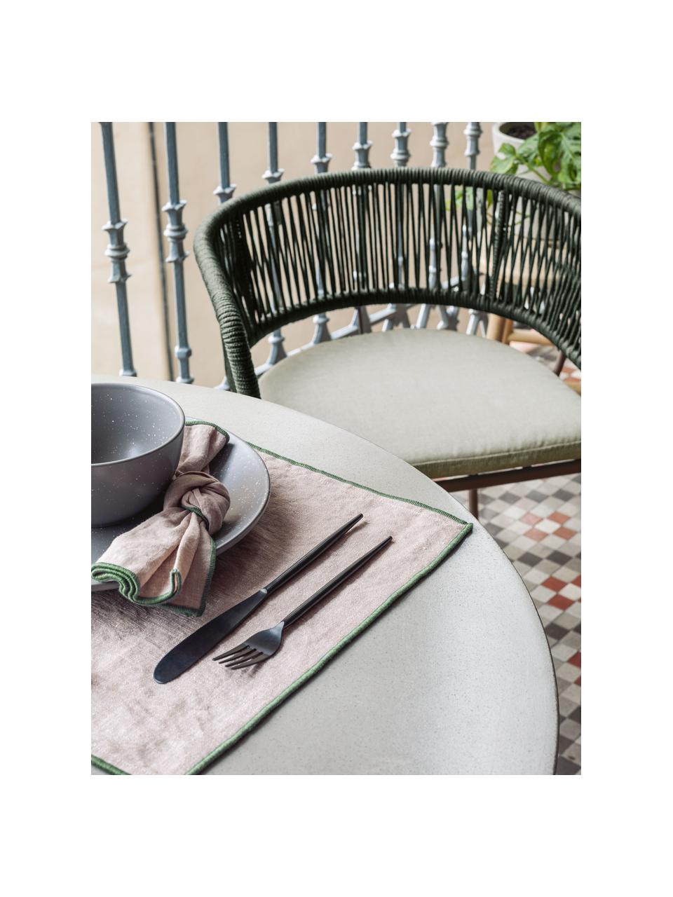 Gartenstuhl Nadin mit geflochtenem Seil, Gestell: Metall, verzinkt und lack, Bezug: Polyester, Webstoff Hellbeige, Olivgrün, B 58 x T 48 cm