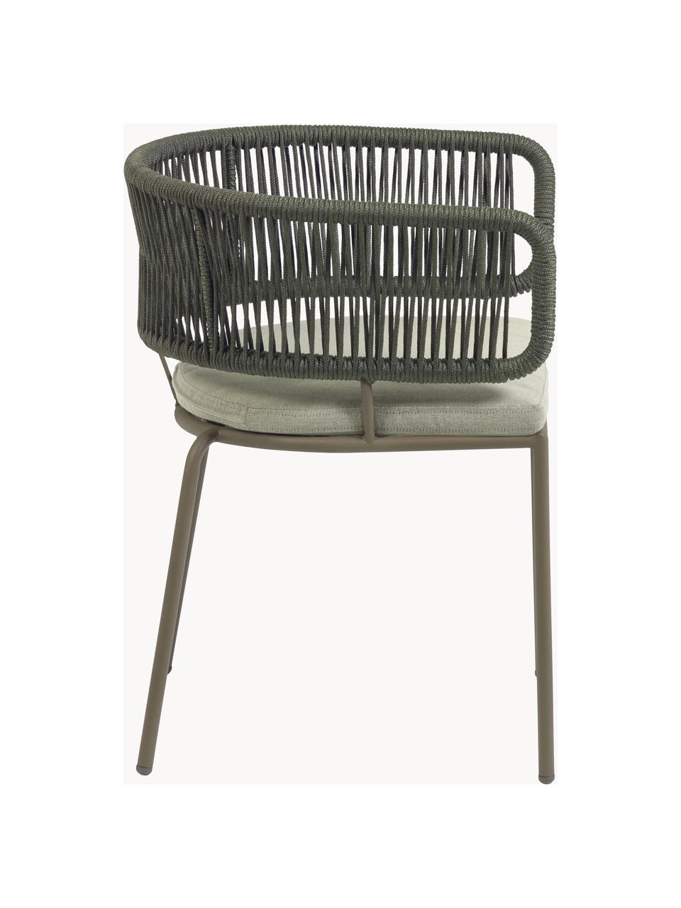 Zahradní židle s výpletem Nadin, Světle béžová, olivově zelená, Š 58 cm, H 48 cm