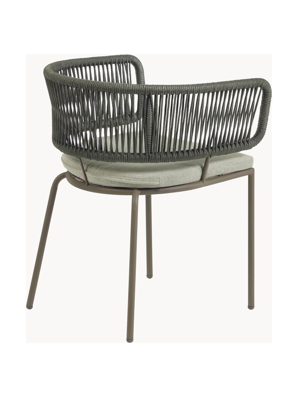 Zahradní židle s výpletem Nadin, Světle béžová, olivově zelená, Š 58 cm, H 48 cm