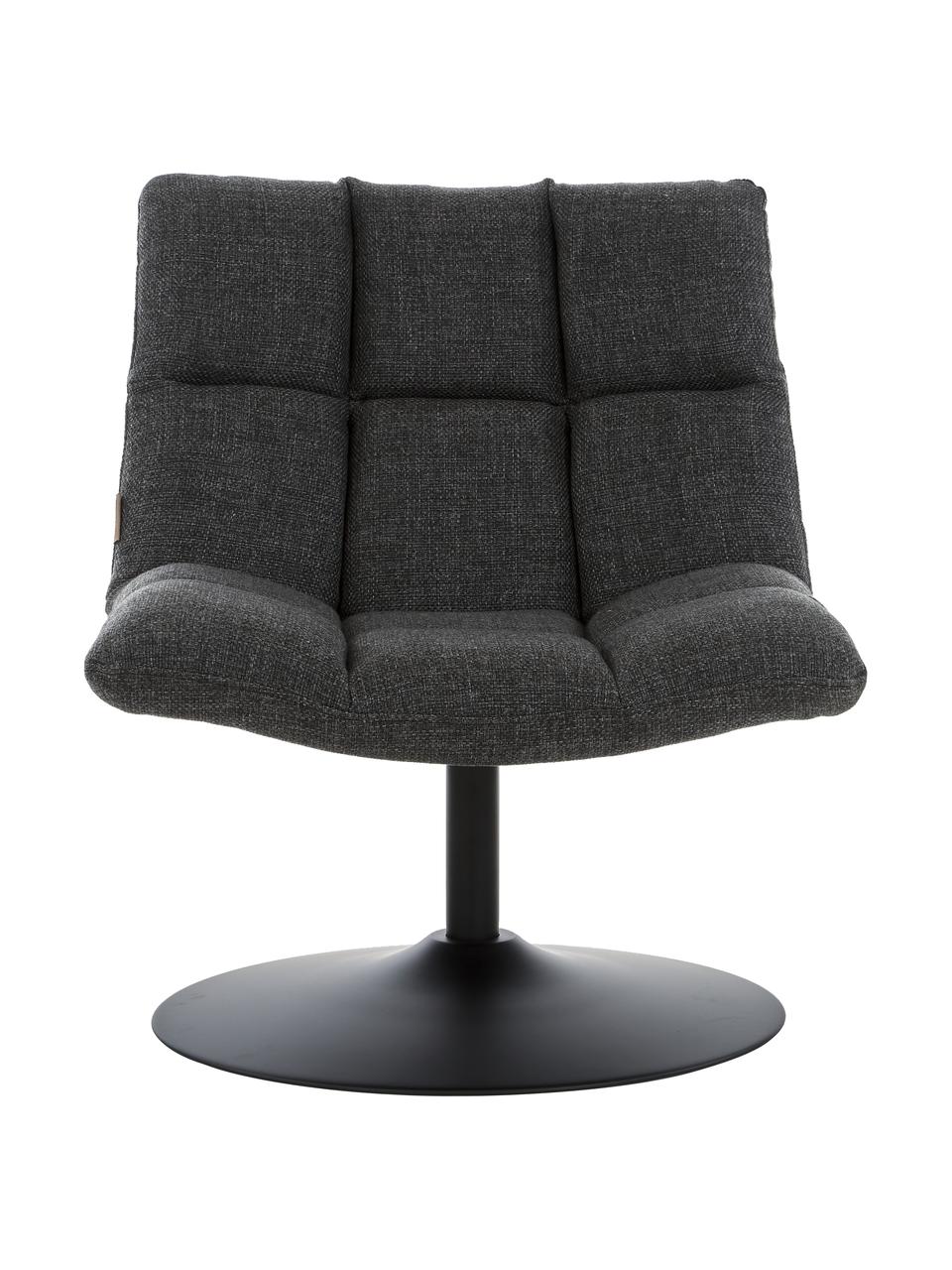 Fauteuil pivotant capitonné gris foncé Bar, Tissu gris foncé, larg. 66 x haut. 81 cm