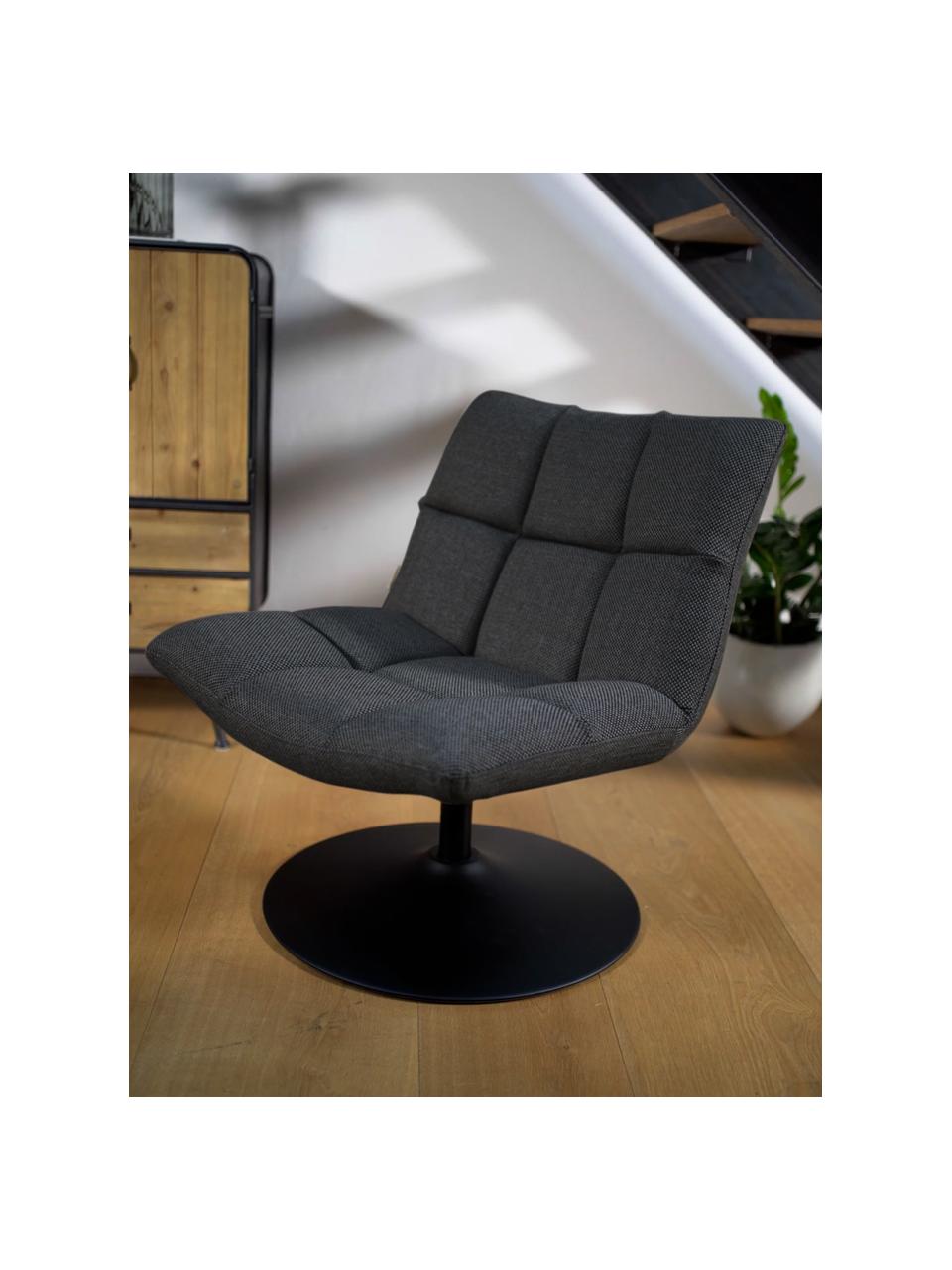 Fauteuil pivotant capitonné gris foncé Bar, Tissu gris foncé, larg. 66 x haut. 81 cm