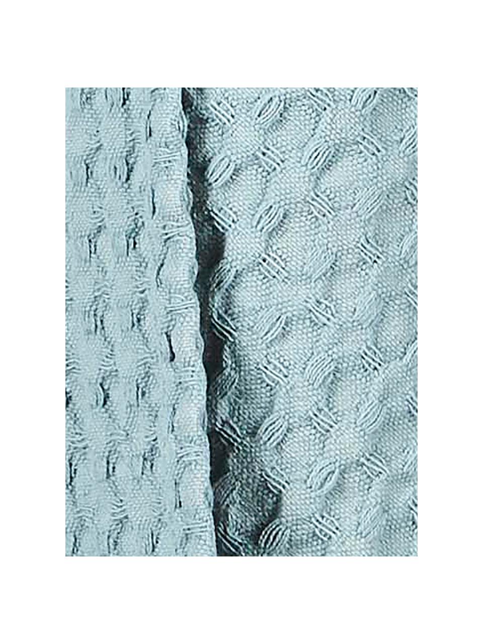 Torchon en tissu gaufré Wanda, 2 pièces, Coton bio, Bleu ciel, larg. 50 x long. 70 cm