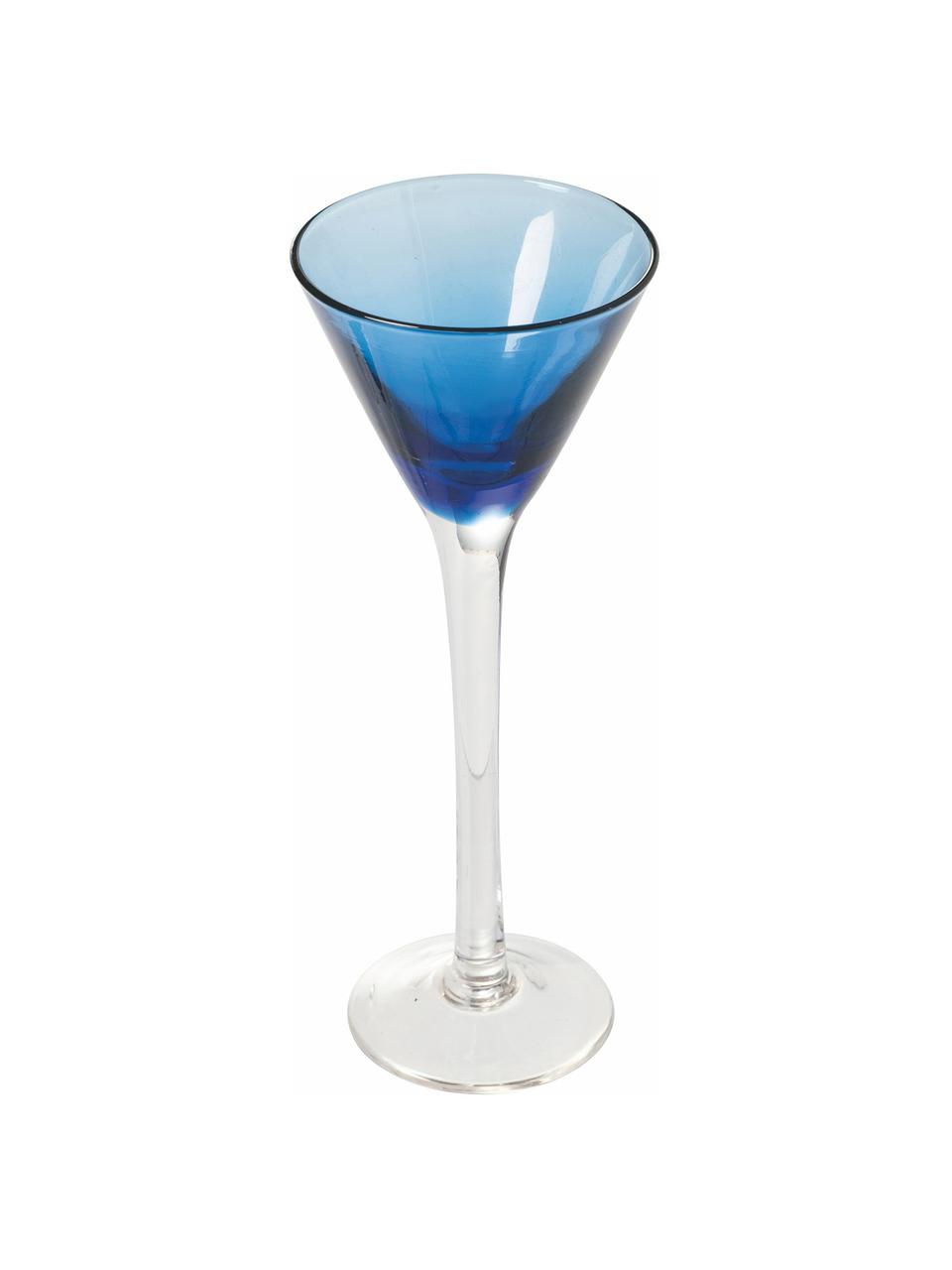 Set 6 bicchieri liquore Chupos, Vetro, Blu trasparente, Ø 5 x Alt. 16 cm