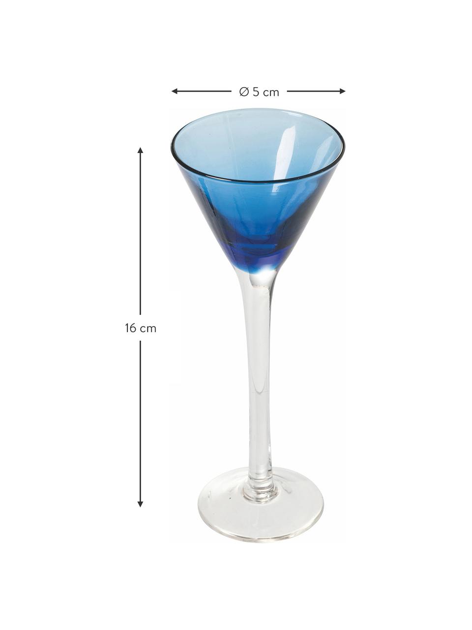 Verre à liqueur Chupos, 6 élém., Verre, Bleu, transparent, Ø 5 x haut. 16 cm