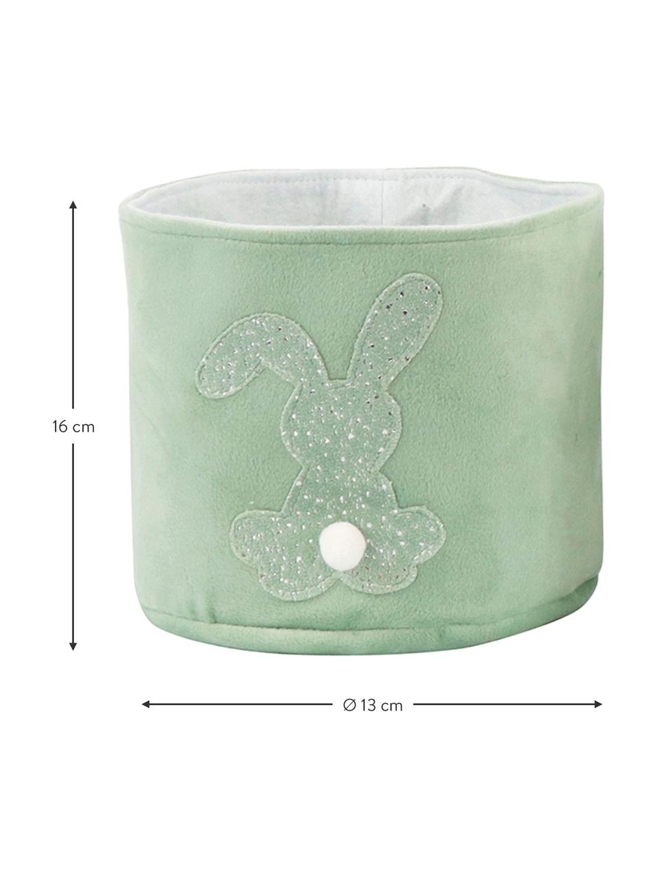 Set de cestas Bunny, 3 uds., Poliéster, algodón, Blanco, rosa, verde, Ø 13 x Al 16 cm