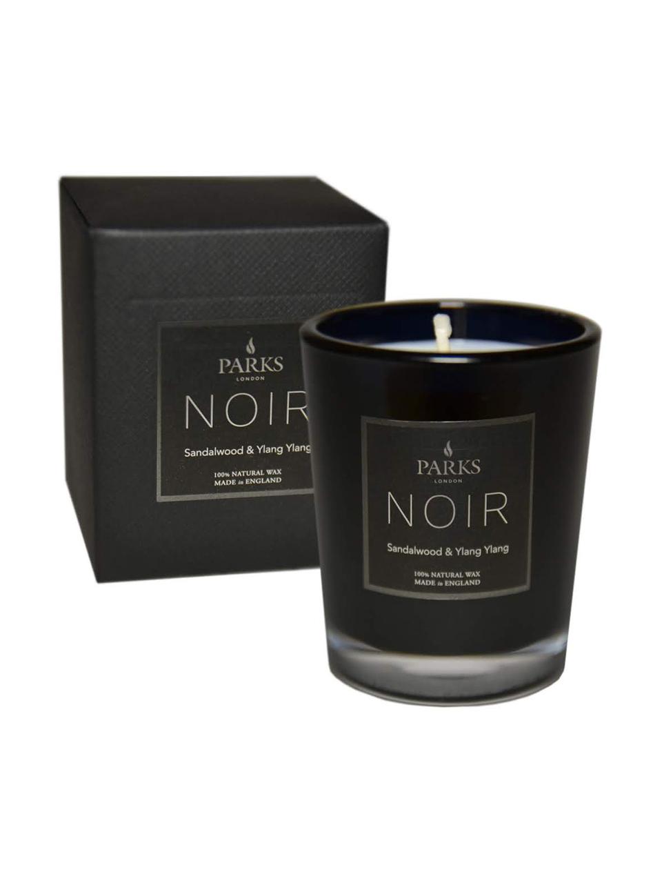 Bougie parfumée Noir (bois de santal & ylang-ylang), Noir, Ø 8 x haut. 9 cm