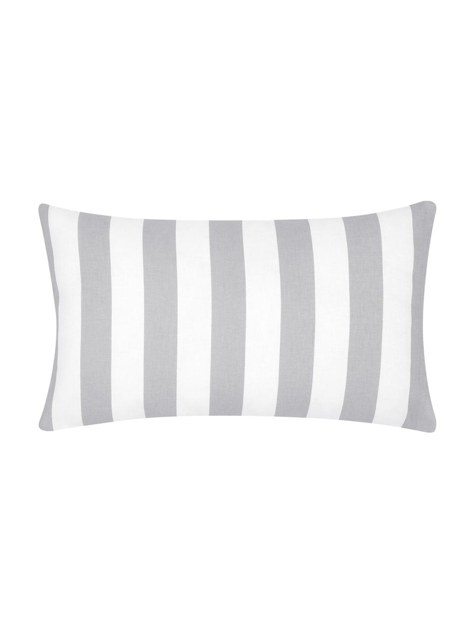 Gestreifte Kissenhülle Timon in Grau/Weiß, 100% Baumwolle, Hellgrau, Weiß, 30 x 50 cm
