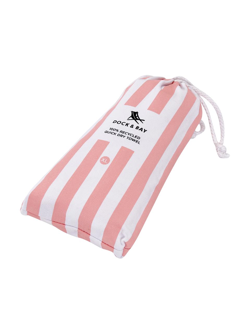 Ręcznik plażowy z mikrofibry Cabana, Blady różowy, biały, S 90 x D 200 cm