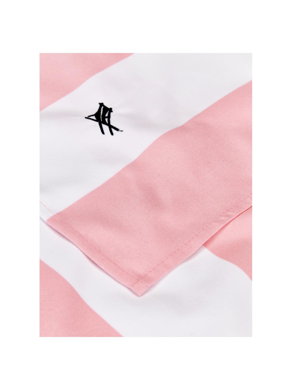 Dun gestreept microvezel strandlaken Cabana in roze, Roze, wit, B 90 x L 200 cm