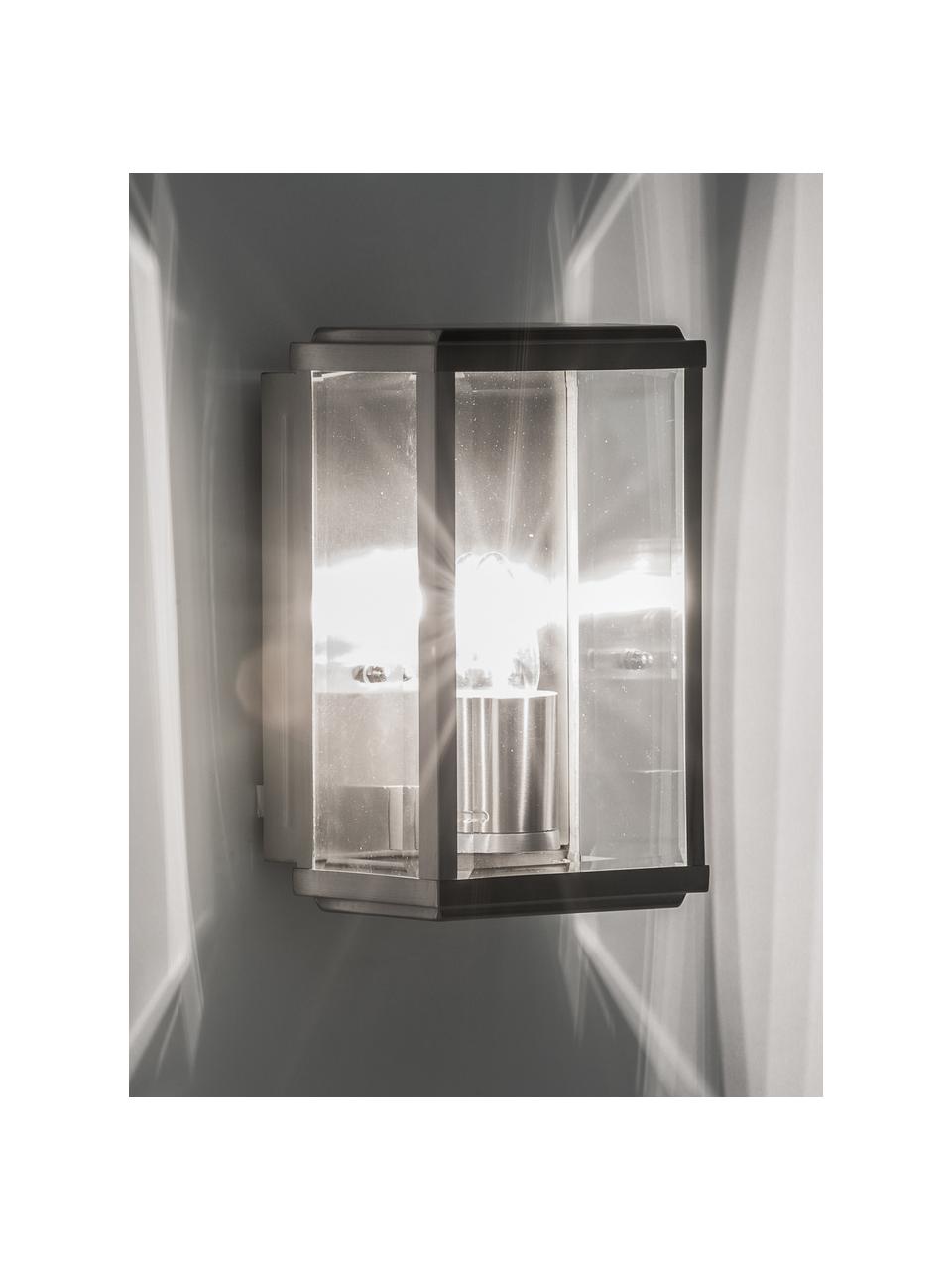 Vonkajšia nástenná lampa so skleneným tienidlom Wally, Nehrdzavejúca oceľ, Š 16 x V 25 cm