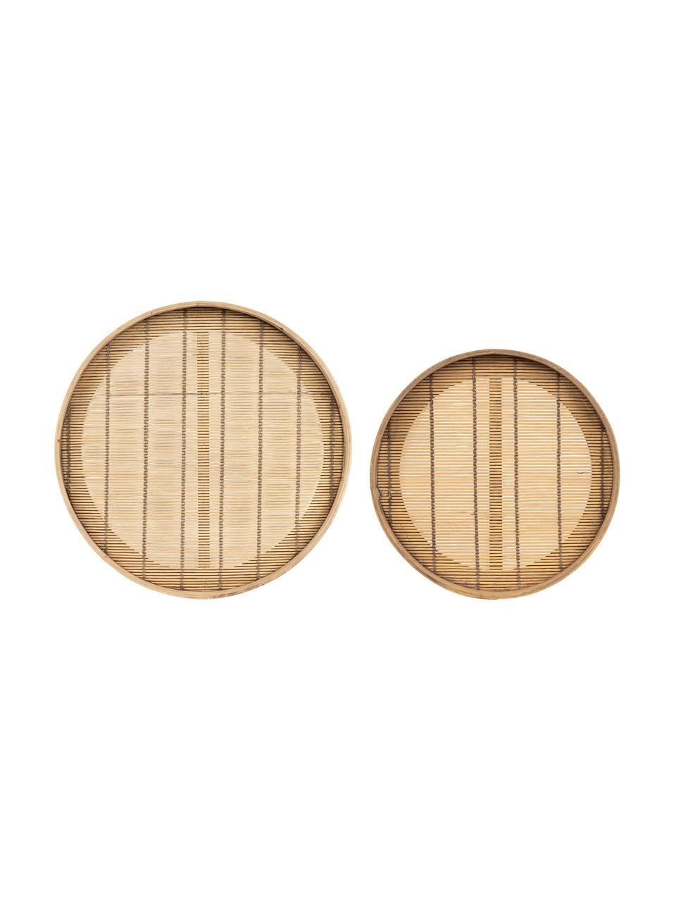 Dienbladenset Plaka van bamboehout en dennenhout, 2-delig, Bamboe, dennenhout, Beige, Set met verschillende formaten