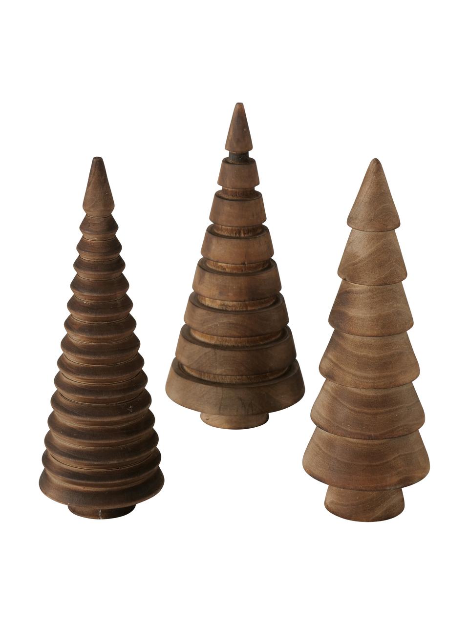 Deko-Weihnachtsbäume-Set Abiola aus Kiefernholz, 3-tlg., Kiefernholz, Dunkles Holz, Ø 6 x H 15 cm